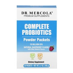 Dr. Mercola, Комплекс пробиотиков в виде порошка в пакетиках, натуральный малиновый вкус, 70 млрд КОЕ, 30 пакетиков, по 3,5 г каждый (MCL-01714), фото