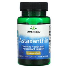 Swanson, Астаксантин, 4 мг, 60 м'яких гелевих капсул (SWV-02730), фото