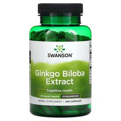 Swanson, Экстракт гинкго билоба, 60 мг, 240 капсул (SWV-01893), фото