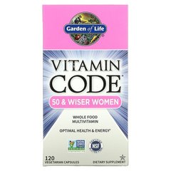 Garden of Life, Vitamin Code, для женщин от 50 и старше, мультивитамины из сырых цельных продуктов, 120 вегетарианских капсул (GOL-11367), фото