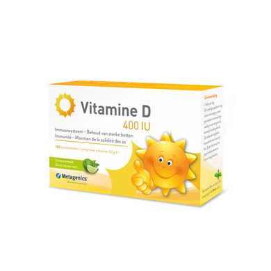 Витамин Д, Vitamin D, Metagenics, 400 МЕ, вкус лайма, 168 жевательных таблеток (MET-63993), фото
