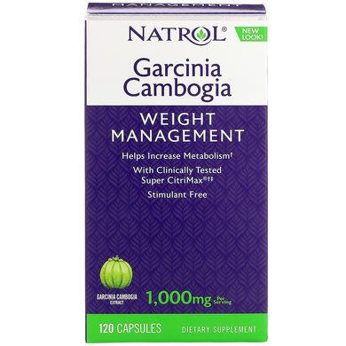 Natrol, гарциния камбоджийская, коррекция веса, 500 мг, 120 капсул (NTL-06734), фото