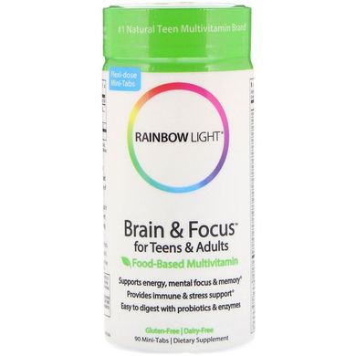 Rainbow Light, Мультивітаміни на основі продуктів харчування для підлітків та дорослих, для розумової діяльності та концентрації уваги, 90 міні-таблеток (RLT-20251), фото