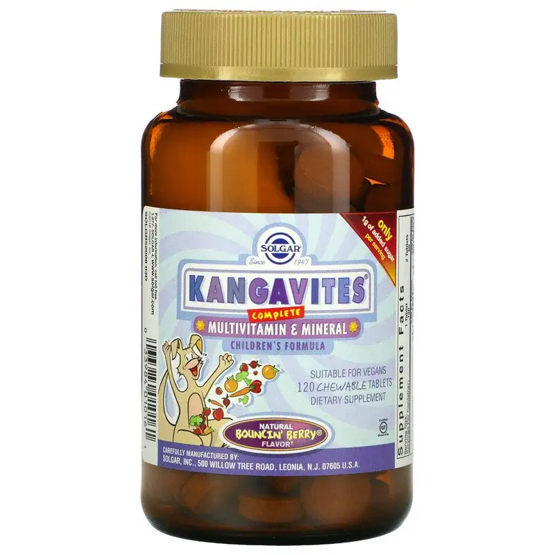 Витамины для детей, Kangavites, Solgar, Кангавитс, Ягоды, 120 таблеток (SOL-01016)