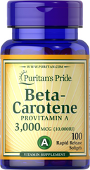 Бета каротин, Beta-Carotene, Puritan's Pride, 10,000 МЕ, 100 гелевых капсул (PTP-11520), фото