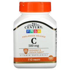 21st Century, витамин C, замедленное высвобождение, 500 мг, 110 таблеток (CEN-21190), фото
