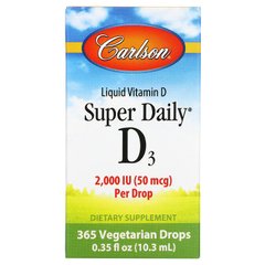 Carlson Labs, Super Daily D3, витамин D3, 50 мкг (2000 МЕ), 10,3 мл (CAR-01280), фото