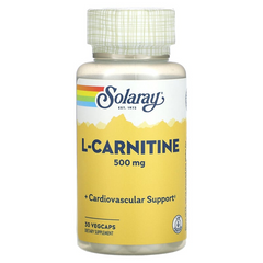 Solaray, L-карнитин, 500 мг, 30 вегетарианских капсул (SOR-04903), фото