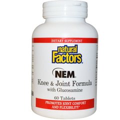 Яєчна шкаралупа з глюкозаміном, NEM Knee & Joint Formula, Natural Factors, 60 таблеток (NFS-02685), фото