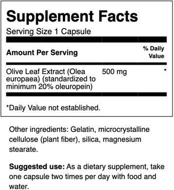 Екстракт оливкових листя, Olive Leaf Extract, Swanson, 500 мг, 60 капсул (SWV-14158), фото