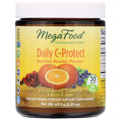 MegaFood, Щоденний Комплекс поживних речовин з вітаміном C, без цукру, фруктовий смак, Nutrient Booster Powder, Daily C-Protect, 63,9 г (MGF-60137), фото
