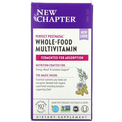 New Chapter, Perfect Postnatal, мультивитамины из цельных продуктов, 192 вегетарианских таблеток (NCR-90058), фото
