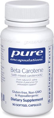Бета-каротин (со смешанными каротиноидами), Beta Carotene, Pure Encapsulations, 90 капсул (PE-00027), фото
