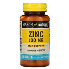 Цинк, 100 мг, Zinc, Mason Natural, 100 таблеток (MAV-07751), фото