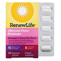 Renew Life, Ultimate Flora Probiotic, пробиотики для женщин с 15 млрд живых культур, 60 растительных капсул (REN-15878), фото