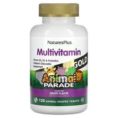 Nature's Plus, Source of Life, Animal Parade Gold, жувальні мультивітаміни з мікроелементами для дітей, зі смаком винограду, 120 таблеток у формі тварин (NAP-29934), фото