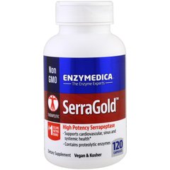 Enzymedica, SerraGold, высокоэффективная серрапептаза, 120 капсул (ENZ-26301), фото