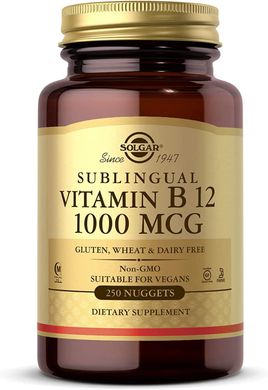 Solgar, сублингвальный витамин B12, 1000 мкг, 250 капсул (SOL-03230), фото