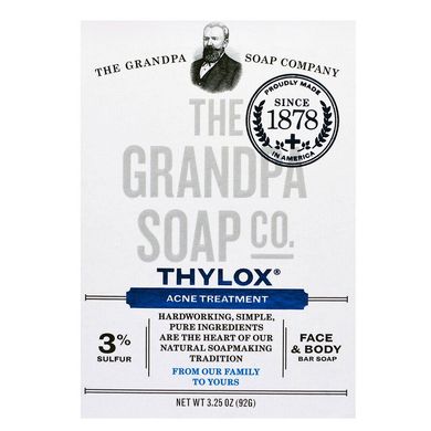 The Grandpa Soap Co., брусковий мило для обличчя і тіла, Thylox, боротьба з акне, 92 г (GDP-01212), фото