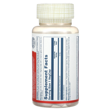 Solaray, PQQ, пирролохинолин, 10 мг, 30 растительных капсул (SOR-52747), фото