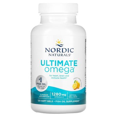 Nordic Naturals, Ultimate Omega, со вкусом лимона, 1280 мг, 120 капсул (NOR-02790), фото