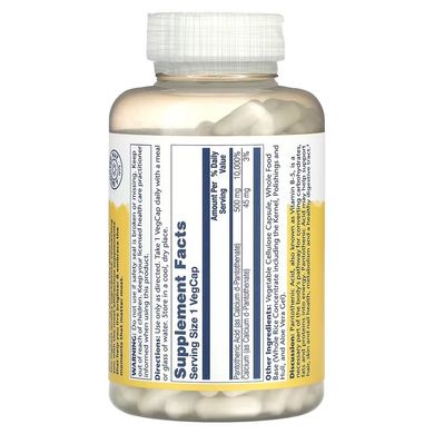 Solaray, Пантотенова кислота, 500 мг, 250 рослинних капсул (SOR-04381), фото
