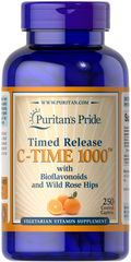 Витамин С с шиповником, Vitamin C, Puritan's Pride, 1000 мг, 250 капсул (PTP-14073), фото