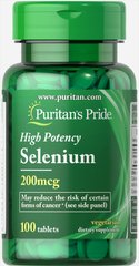 Селен, Selenium, Puritan's Pride, 200 мкг, 100 таблеток (PTP-13201), фото