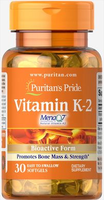Вітамін К-2, Vitamin K-2 (MenaQ7), Puritan's Pride, 50 мкг, 30 капсул (PTP-17875), фото