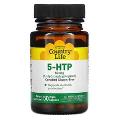 Country Life, 5-гідрокситриптофан, 50 мг, 50 вегетаріанських капсул (CLF-01650), фото