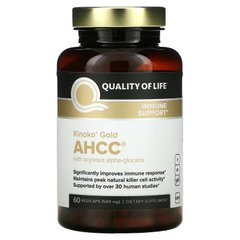 Quality of Life Labs, Kinoko Gold AHCC с ацилированными альфа-глюканами, 60 растительных капсул (QLL-00002), фото