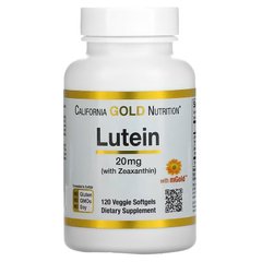 California Gold Nutrition, лютеїн із зеаксантином, 20 мг, 120 рослинних м'яких таблеток (CGN-01403), фото