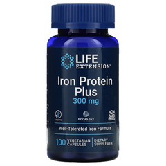 Life Extension, Iron Protein Plus, 300 мг, 100 вегетарианских капсул (LEX-16771), фото