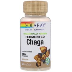 Гриб Чага ферментований, Chaga, Solaray, органік, 500 мг, 60 вегетаріанських капсул (SOR-38735), фото