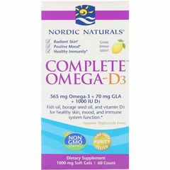 Nordic Naturals, Комплекс Омега 3-6-9 + D3, лимон, 500 мг, 60 мягких таблеток (NOR-01778), фото