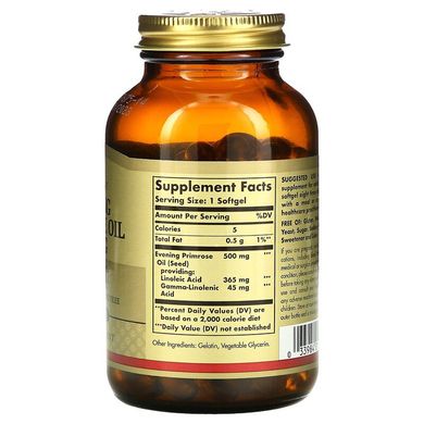 Solgar, масло примулы вечерней, 500 мг, 180 гелевых капсул (SOL-01043), фото