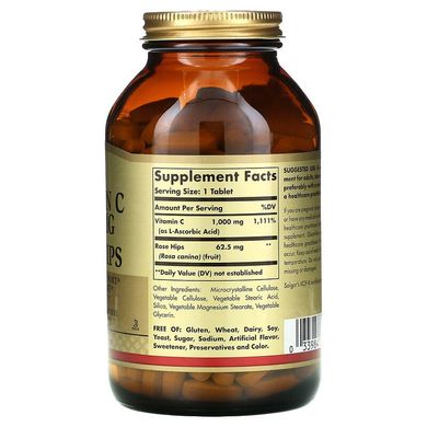 Solgar, Вітамін C з шипшиною, 1000 мг, 250 таблеток (SOL-02401), фото