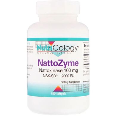 Nutricology, NattoZyme, 100 мг, 180 м'яких гелевих капсул (ARG-55380), фото
