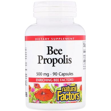 Прополіс, Propolis, Natural Factors, 500 мг, 90 капсул (NFS-03161), фото