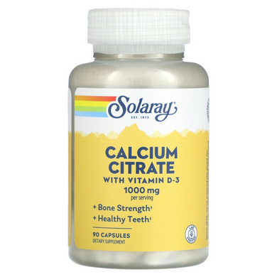 Solaray, Цитрат кальция с витамином D3, 1000 мг, 90 капсул (SOR-04583), фото