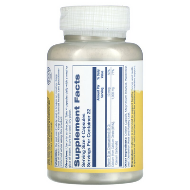 Solaray, Цитрат кальцію з вітаміном D3, 1000 мг, 90 капсул (SOR-04583), фото