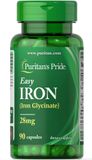 Puritan's Pride PTP-11603 Железо, Easy Iron (Glycinate), Puritan's Pride, 28 мг, 90 гелевых капсул (PTP-11603)