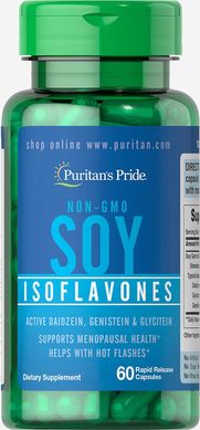 Puritan's Pride, Изофлавоны сои, без ГМО, 750 мг, 60 капсул быстрого высвобождения (PTP-10006), фото