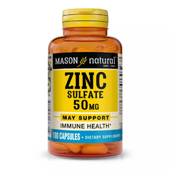 Цинка сульфат, 50 мг, Zinc Sulfate, Mason Natural, 100 капсул (MAV-17671), фото