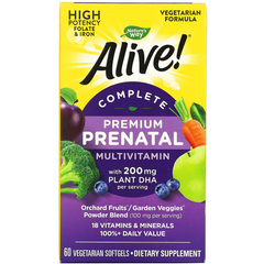 Nature's Way, Alive! полноценный мультивитаминный комплекс премиального качества для беременных, 200 мг, 60 вегетарианских мягких таблеток (NWY-11209), фото