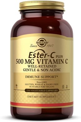 Solgar, Ester-C Plus, витамин C, 500 мг, 250 растительных капсул (SOL-01049), фото