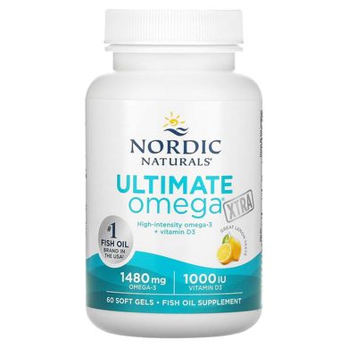 Nordic Naturals, Ultimate Omega Xtra, лимон, 1000 мг, 60 м'яких пігулок (NOR-01799), фото