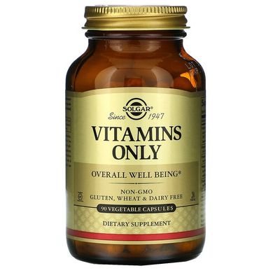 Solgar, Vitamins Only, вітаміни, 90 вегетаріанських капсул (SOL-02812), фото