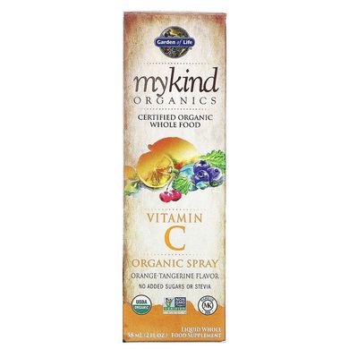 Garden of Life, MyKind Organics, спрей з органічним вітаміном C, смак апельсина та мандарину, 58 мл (GOL-11859), фото