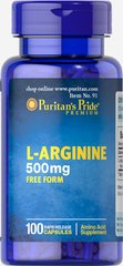Л-аргинин, L-Arginine, Puritan's Pride, 500 мг, 100 капсул (PTP-10091), фото